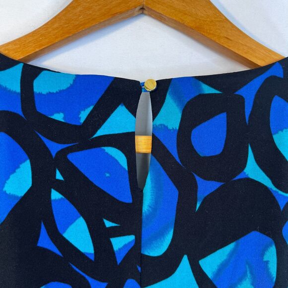 Calvin Klein Bold Abstract Tank Blouse Artsy Pleated Neckline Size XL Office - Picture 4 of 8